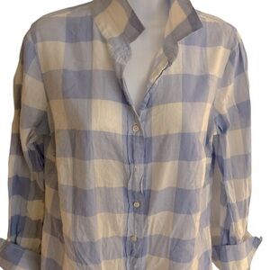 J. Crew Blue and White Checked Button-Down Shirt